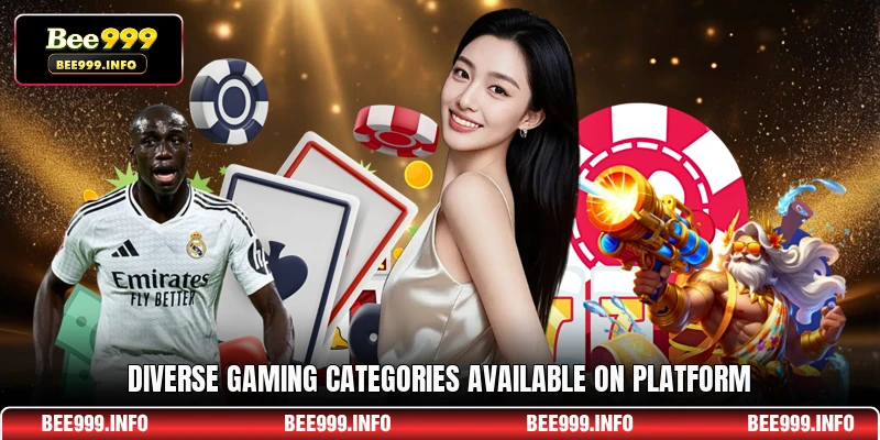 Diverse gaming categories available on platform